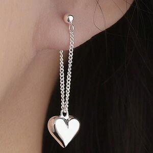 925 Sterling Silver Heart Chain Earrings